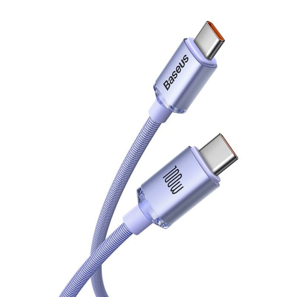 BASEUS CRYSTAL SHINE USB-C-USB-C -LATAUSKAAPELI 100W, 2M - PURPLE C