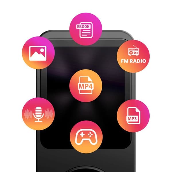 MP3-afspiller - AVIZAR - Sort - Bluetooth - 128 GB - Farveskærm 1,8 tommer Svart