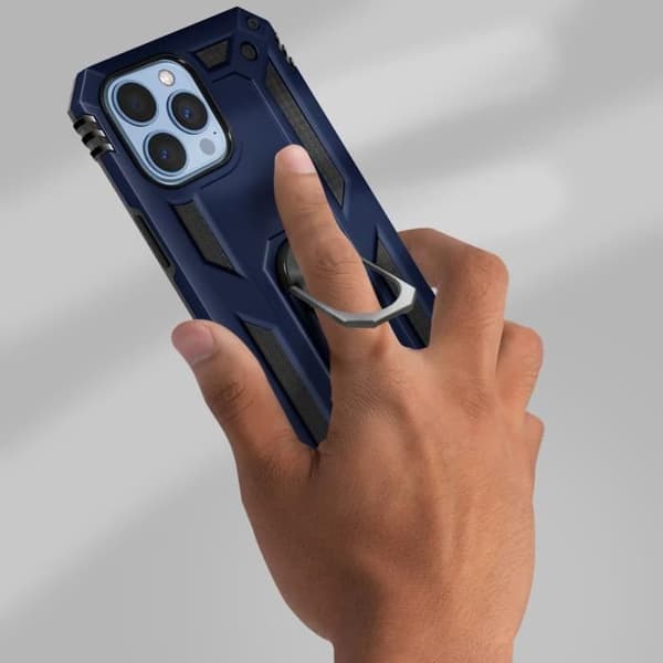 Coque iPhone 13 Pro - AVIZAR - Antichock Hybrid - Videostöd Ring - Blå blå