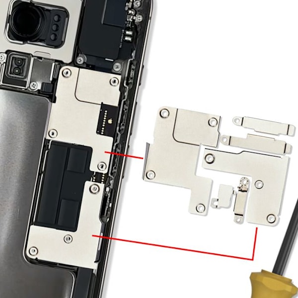 Metallkomponentsats för stöd och interna plattor för iPhone 16 Pro Silver Grå