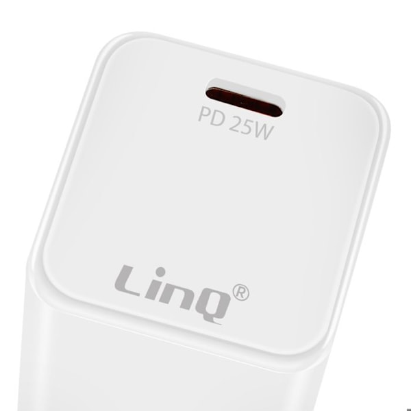 USB-C Power Delivery 25W Hurtig Oplader Kompakt LinQ Hvid Vit