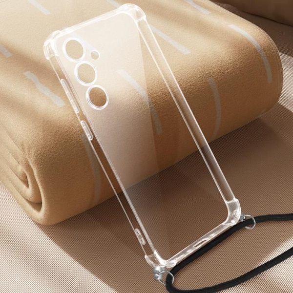 Etui til Samsung Galaxy A35 5G - AVIZAR - Silikoneforstærkede hjørner - 70 cm ledning - Gennemsigtig Transparent