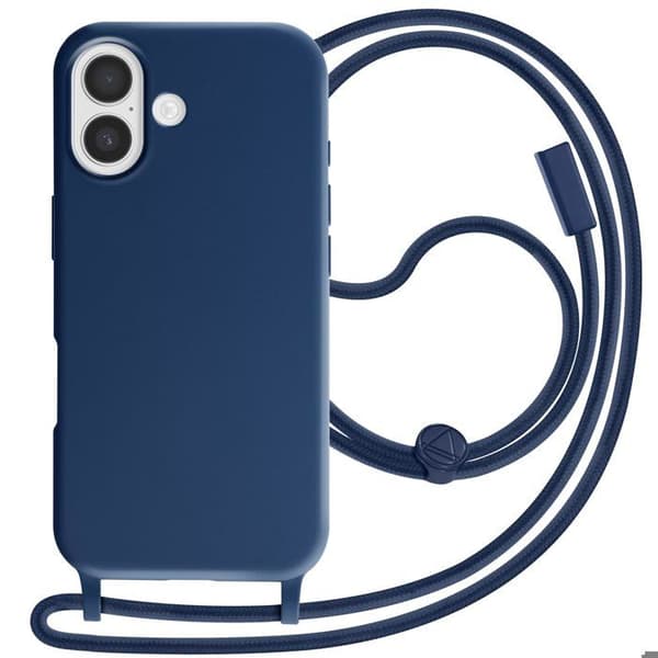 Silicone Soft Touch Cover til iPhone 17 med Justerbart Halsbånd Blå Blå