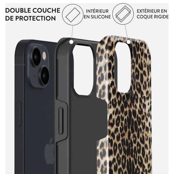 Coque för iPhone 15 MagSafe Tough Antichocs Modell Player Burga Leopard kastanj