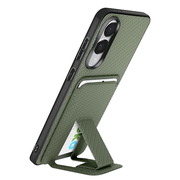 Hiilikuitukuori Samsung S25 Edgelle, silikoninen korttiteline, oliivinvihreä Grön