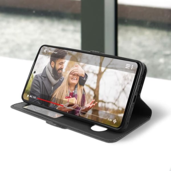 Samsung Galaxy S22 Plus -kotelo - AVIZAR - Kaksoisikkuna - Musta Svart