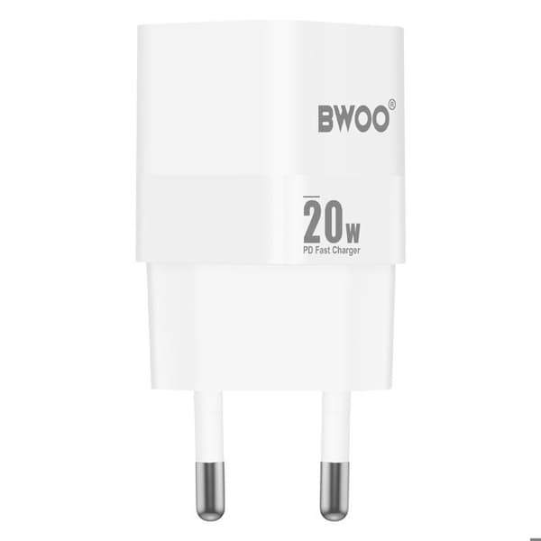 Nätadapter - BWOO - USB-C-laddare 20W - Snabbladdning - Kompakt format - Smart chip Vit