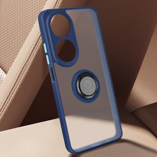 Stødsikker hårdt etui til Honor 90 Smart - AVIZAR - Metal Ring Video Support - Blå Blå
