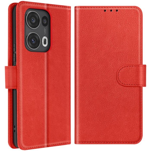 Oppo Reno 13 Pro Lompakko- ja Videotuki Kuori Punainen Röd