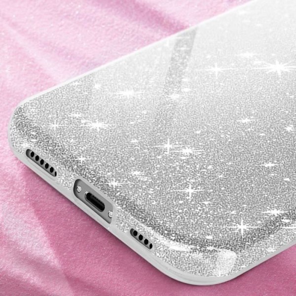 iPhone 16 Pro kotelo - AVIZAR - Hopeanvärinen Glitter - Naarmuuntumaton ja iskunkestävä Grå