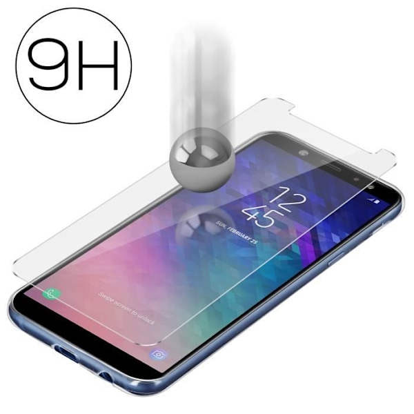 Takakansi + näytön karkaistu lasikalvo Samsung Galaxy A6:lle - Läpinäkyvä transparent