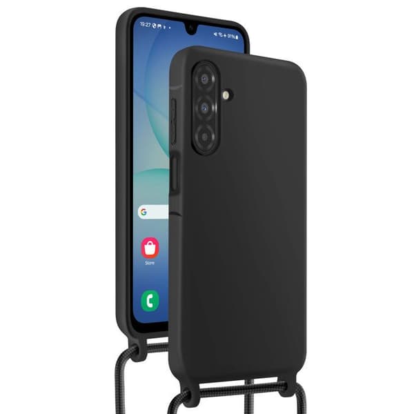 Cover - ADVARSEL - Galaxy A17 - Silikone - Halsbånd - Sort Svart