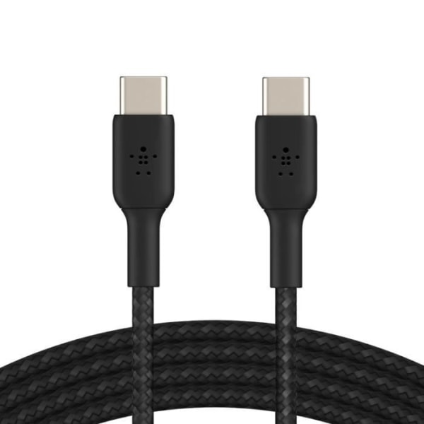 Kabel USB-C till USB-C 18W Strömförsörjning Nylonflätad 1m Belkin svart