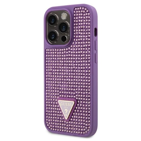Baksida för iPhone 15 Pro prydd med små stenar Guess Lila Lila