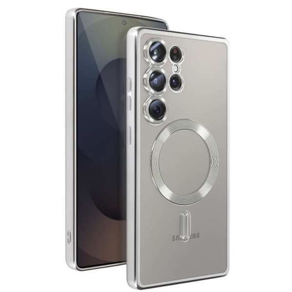 Coque MagSafe - Samsung Galaxy S25 Ultra - Silikon - Silver Chrome Kontur - Helhetskydd Grå