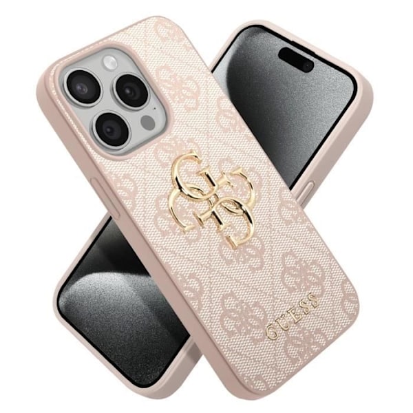 iPhone 15 Pro Kuori Tarkat Leikkaukset ja Kohotetut Reunat Guess Vaaleanpunainen Rosa