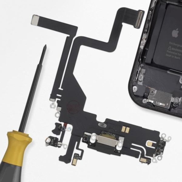 Latausliitin - AVIZAR - iPhone 14 Pro - Lightning-portti - Mikrofoni - Musta Svart