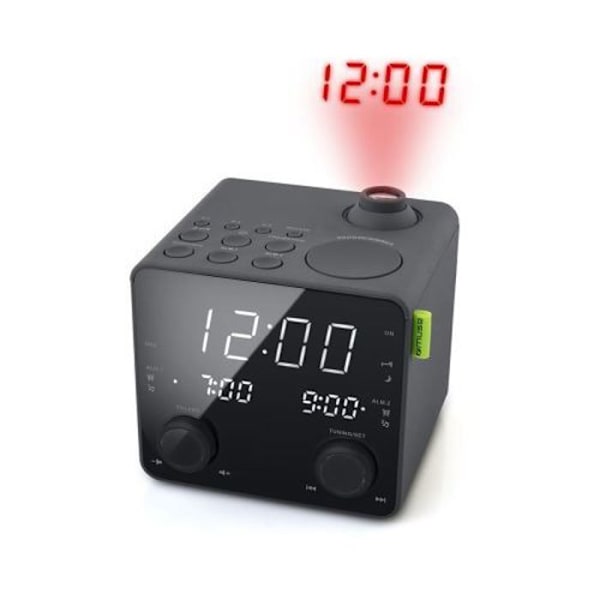 MUSE M-189 P Clock Radio - Dobbelt alarm - FM-radio - USB til opladning - Justerbar vinkelprojektion