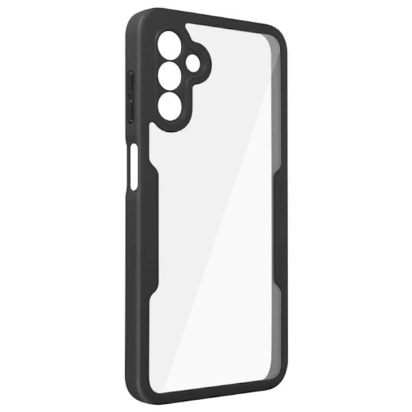 Taske til Samsung A13 5G og A04s Plexiglas bagside og Polymer front Sort omrids Svart