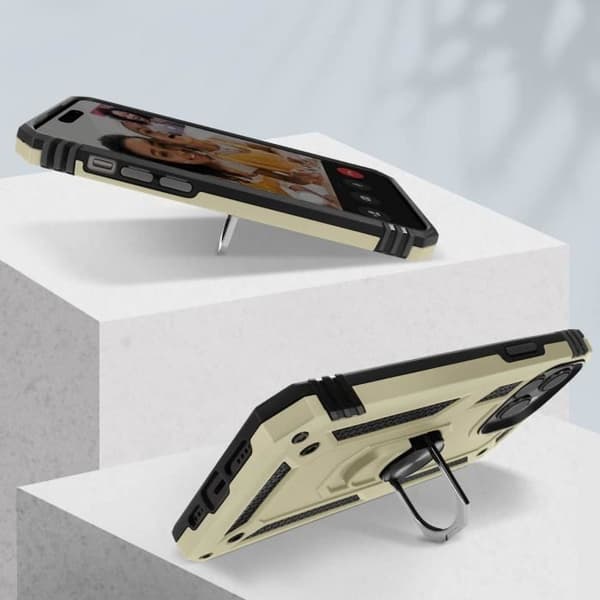Mobilskal - ArmoRing - iPhone 15 Pro Max - Stötsäker - Magnetring - Gul Gul