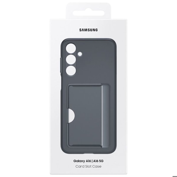 Coque til Samsung A16 med kortlomme i silikone, blød berøring, original Samsung, sort Svart