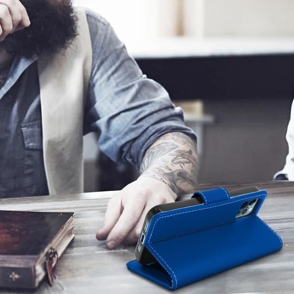 iPhone 12/12 Pro AVIZAR - Folio Lompakko Kotelo Tukitoiminto Sininen Blå