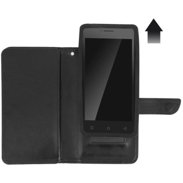Smartphone Plånbok - AVIZAR - Universell - Ekologiskt läder - 6 Kortfack - Svart Svart