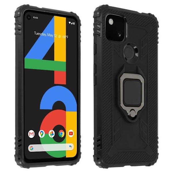 Coque - Google - Pixel 4A - Fleksibel - Stødabsorberende - Metal Ring Video Støtte Sort Svart