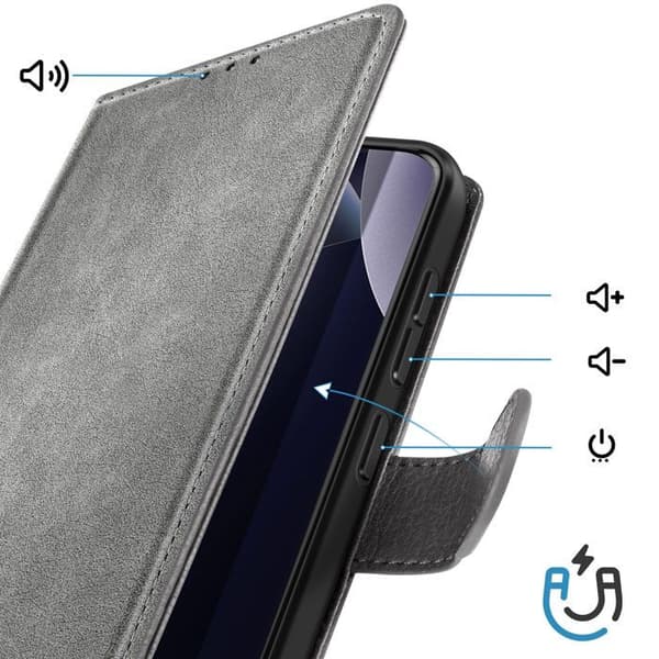 Xiaomi Redmi Note 15 Pro Plus 5G Chesterfield Plånboksfodral Ställfunktion Grå Grå