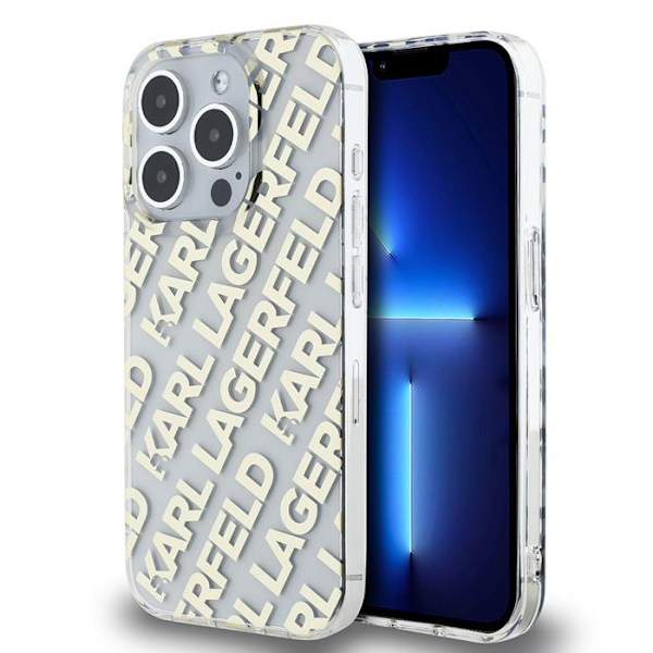 iPhone 15 Pro Fodral - Karl Lagerfeld IML Luxury (KLHCHCP15LHKKFOEMD) - Guld Fullover Logotyp