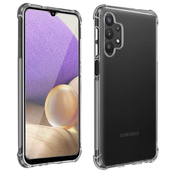 Skyddspaket för Samsung Galaxy A32 5G mjukt fodral + genomskinligt härdat glas