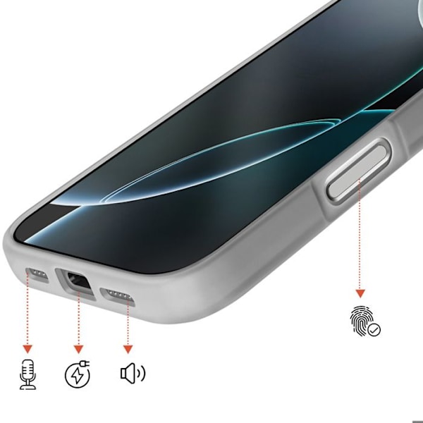 MagSafe-cover til iPhone 16 Pro, Bi-materiale beskyttelse, Hård bagside, Grå Grå