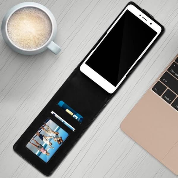 Smartphone etui - Universel - Klapcover - Øko-læder - Sort - 4,3'' til 4,7'' svart