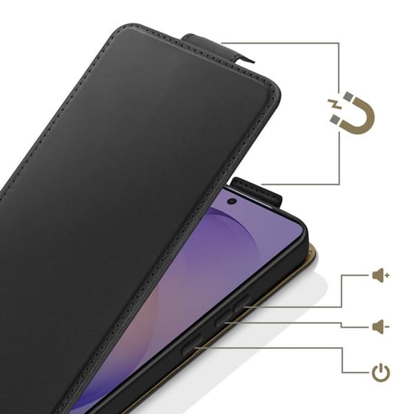 Vertikal Magnetisk Klapetui til Galaxy S26 Ultra med Kortlomme Sort