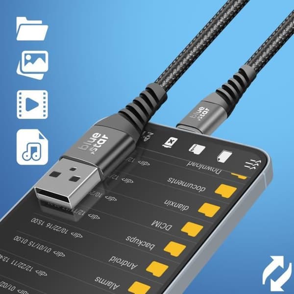 USB til mikro-USB-kabel 2A ladesynkronisering Nylonflettet 1,2 m Blå Stjerne Sort Svart
