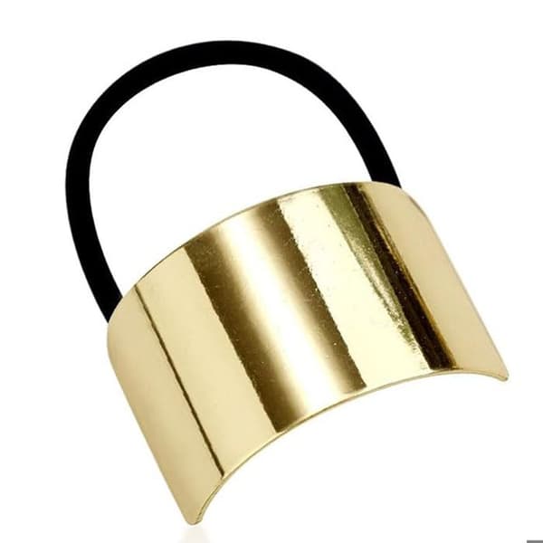 Hårsnodd - AVIZAR - Skulpterad Rektangulär - Guld - Svart - Elegant Svart