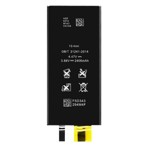 Batteri - AVIZAR - iPhone 13 Mini - 2406mAh - Lithium Ion - Svart Svart