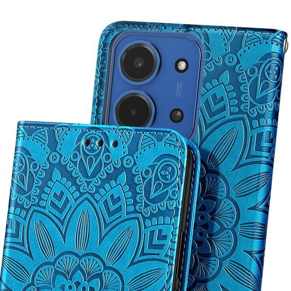Portföljsfodral för Redmi 15C Mandala-mönster med kortfack Blå Blå