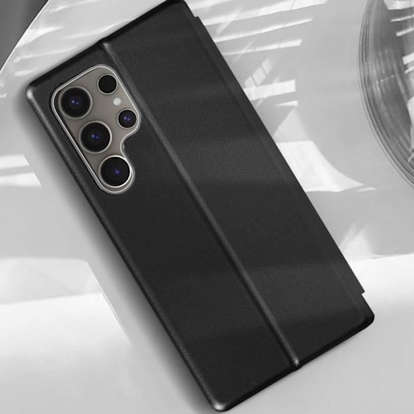 Etui til Samsung Galaxy S24 Ultra Flip Kortholder Video Support Sort Svart