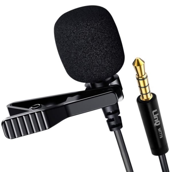 Micro-krawat - LinQ - Jack 3.5mm - Støjdæmpning - 1.5m - Sort Svart