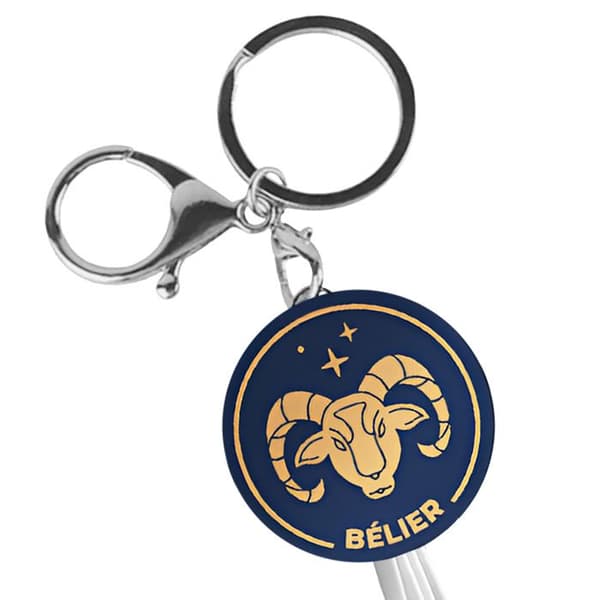 USB 3-in-1 - AVIZAR - YELLO KOKO Bélier - Avainlenkki - Micro-USB/USB-C/Lightning - 15 cm