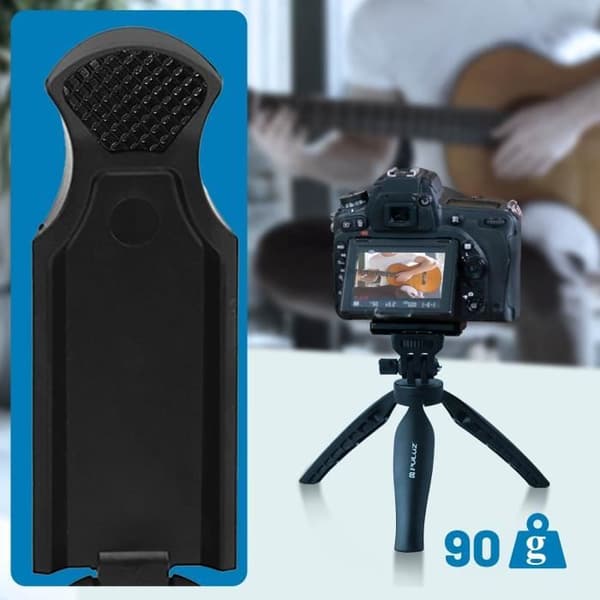 Smartphone Tripod - Puluz - Sort - Justerbar 180° - Skridsikker - Blitz- og mikrofonmontering