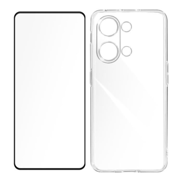 Etui til OnePlus Nord 3 5G Silikone Gel og 9H Beveled Hærdet Glas Sort Svart