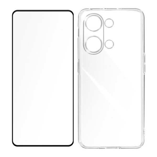 Fodral för OnePlus Nord 3 5G silikongel och 9H fasad härdat glas svart Svart