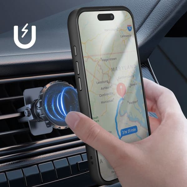 Cover til iPhone 17 med ringefunktion og magnetisk beslag sort Svart