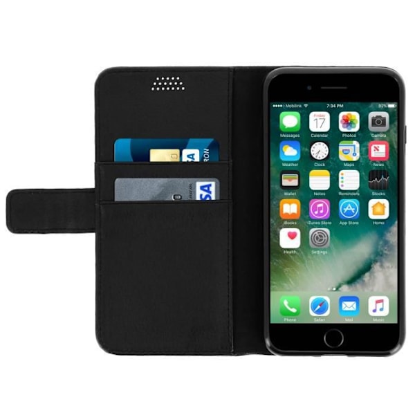 Wallet Flip Case iPhone 7:lle ja iPhone 8:lle - musta