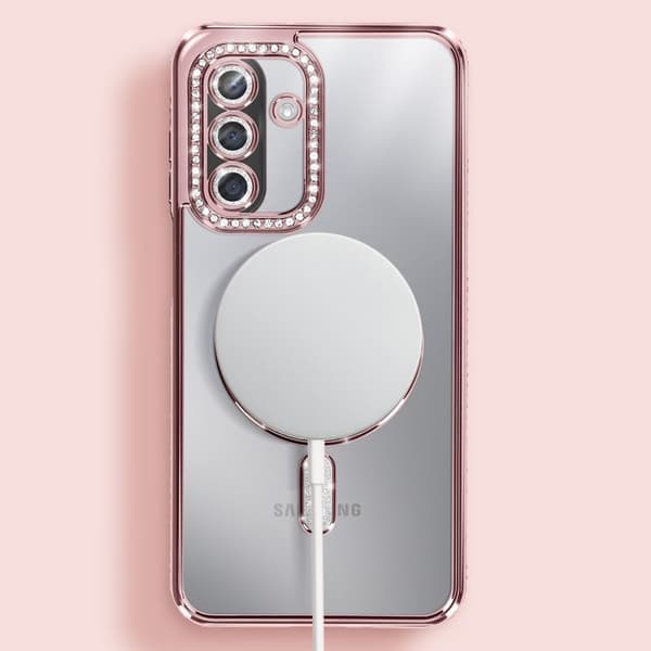 Skydd för Galaxy A17 Kompatibel med MagSafe med Strassad Rosa Kant Rosa
