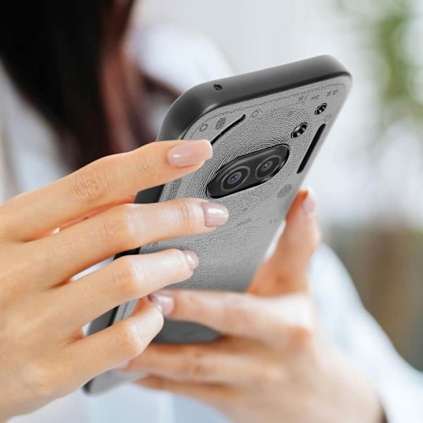 Fodral för Nothing Phone 2a - AVIZAR - Texturerat konstläder - Mjuk kontur - Grå Grå