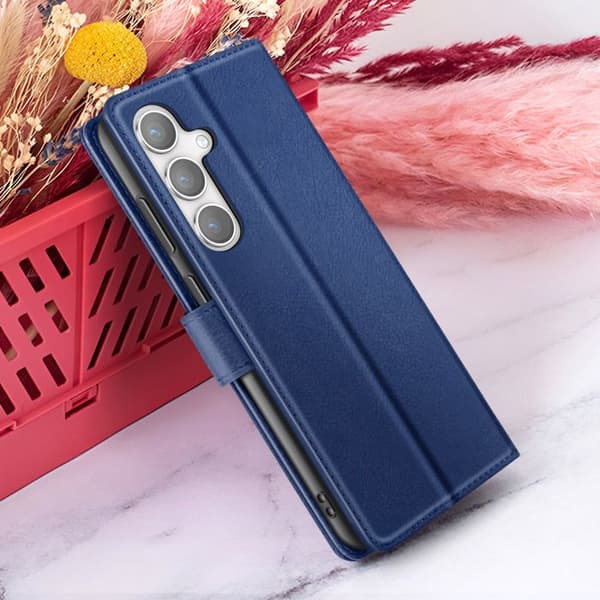 Plånboksfodral för Galaxy S24 med Stödfunktion och Magnetflik Zanaé Mörkblå Blå