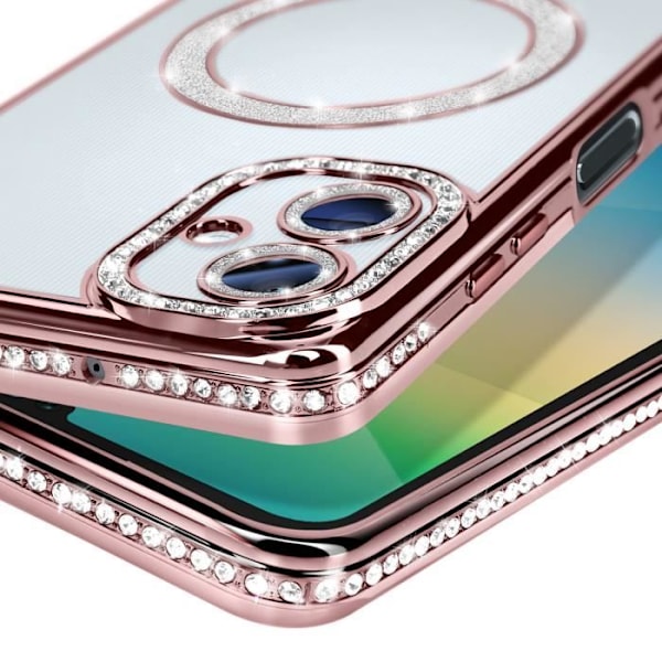 Coque Diamant för Samsung Galaxy A06 MagSafe Kontur Strass Rosa Champagne Rosa